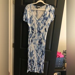 Cotton material blue and white tie dye t-shirt dress. Light weight sundress